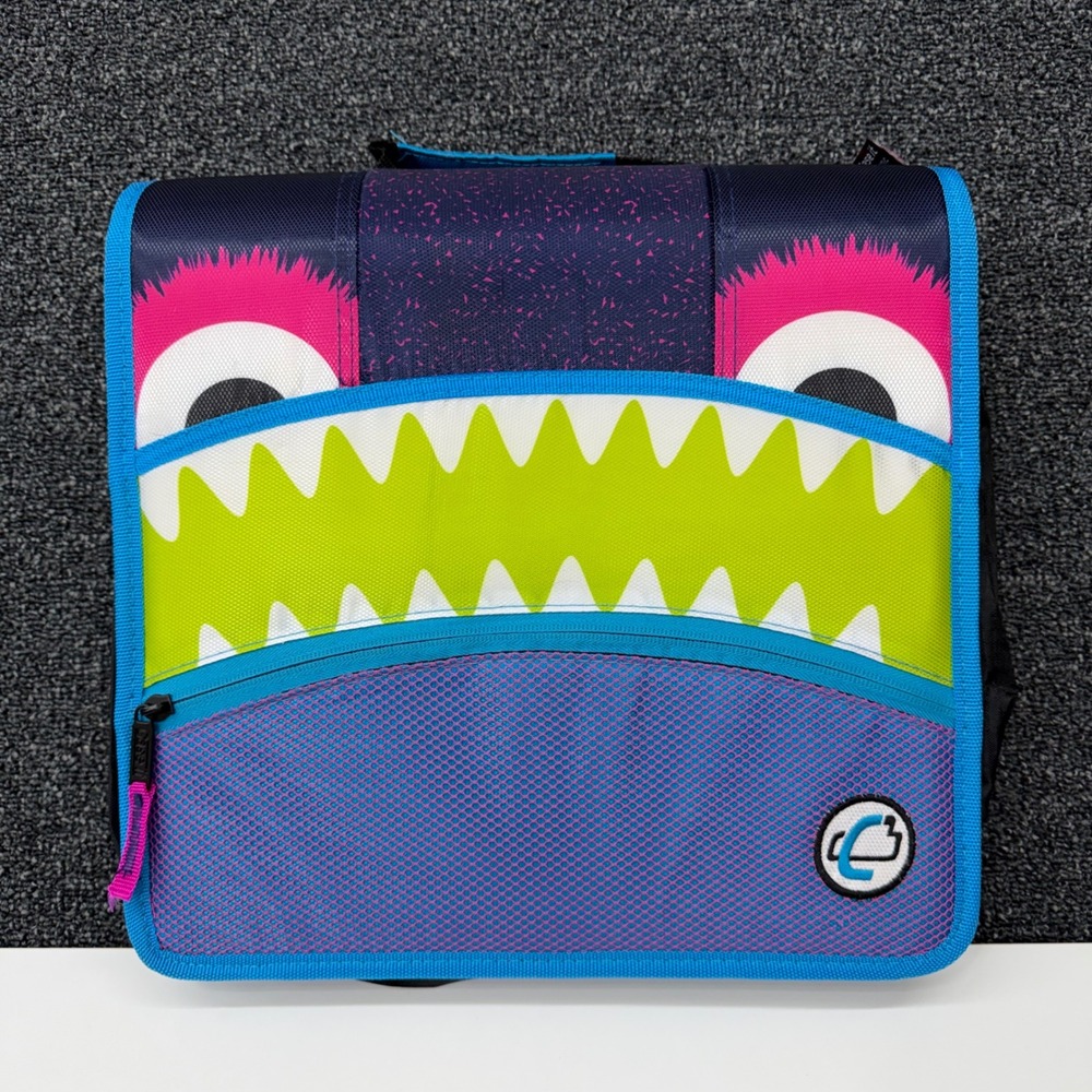 Case It Monster D-146-ME 2 Inch 3-Ring Zipper Binder Purple Blue Expanding File